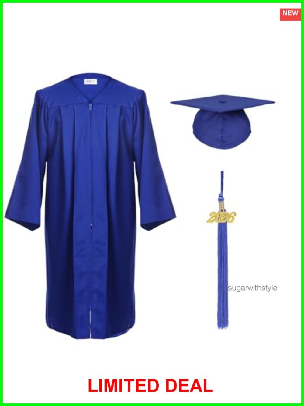 Unisex Matte Polyester Graduation Cap and Gown Tassel Set